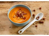 Crème de potiron aux lardons et croûtons